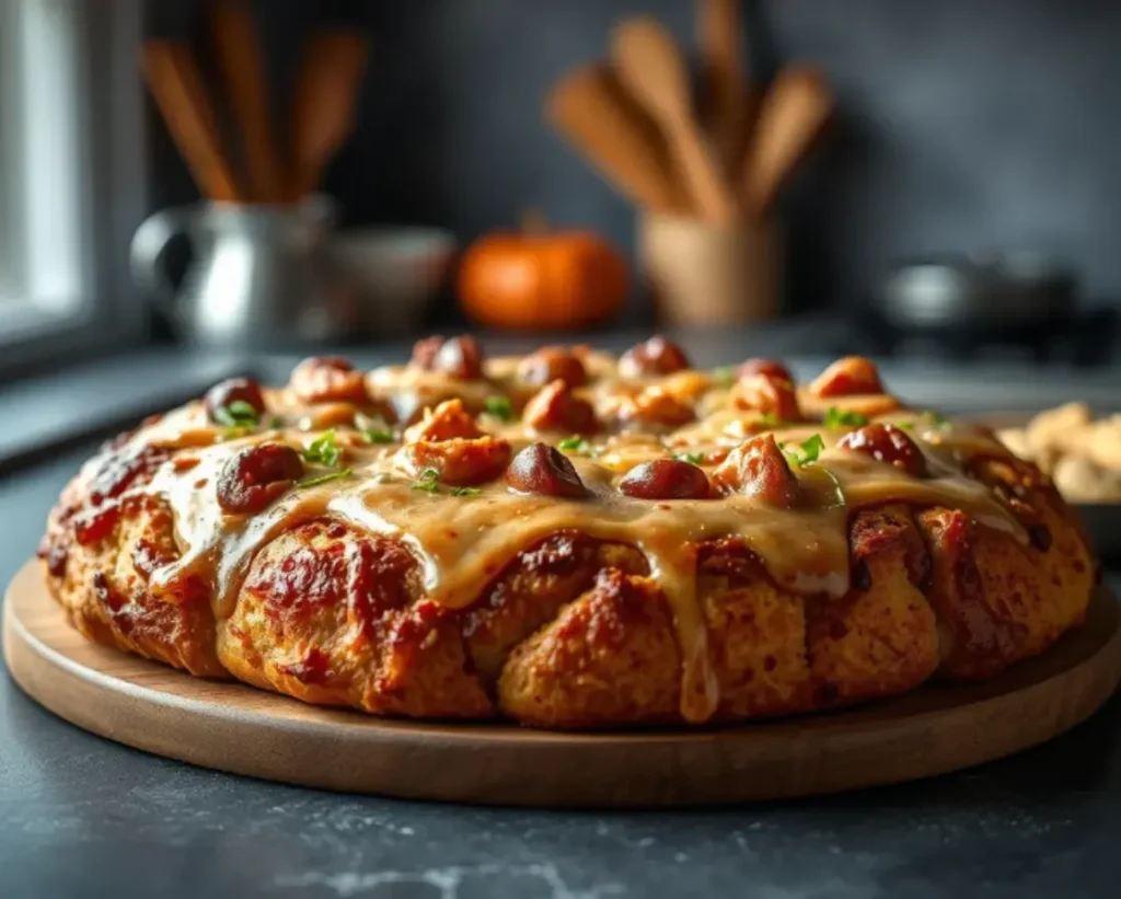 Delicious Monkey Bread Pizza ready to serve