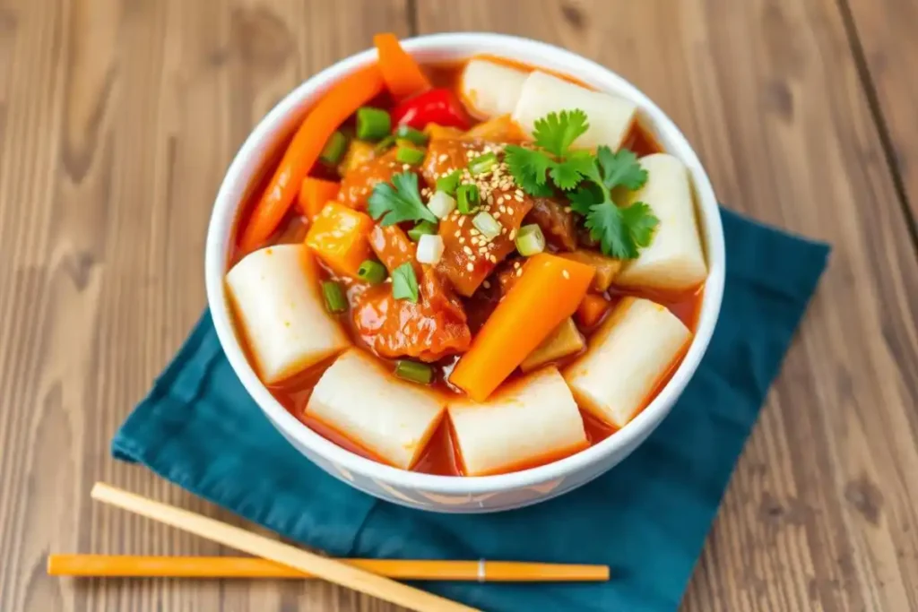 Discover the perfect tteokbokki recipe - a spicy Korean street food favorite. Learn how to make this delicious dish with chewy rice cakes and gochujang sauce at home.