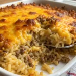 Cheesy-Ground Beef Rice Casserole
