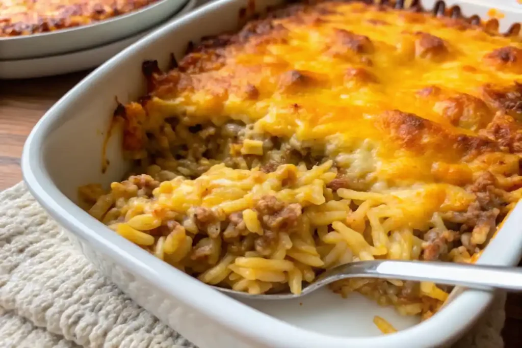 Cheesy Ground Beef Rice Casserole