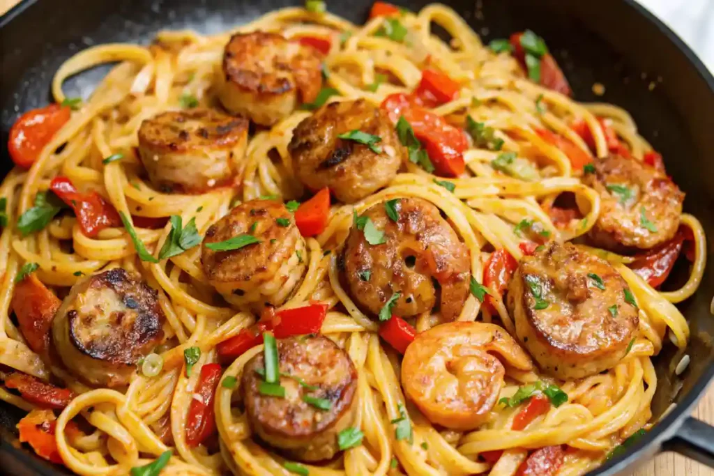 Creamy Cajun Shrimp Pasta With Sausage